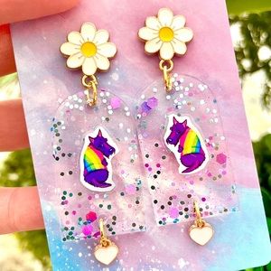 Lisa Frank Dog Acrylic Earrings